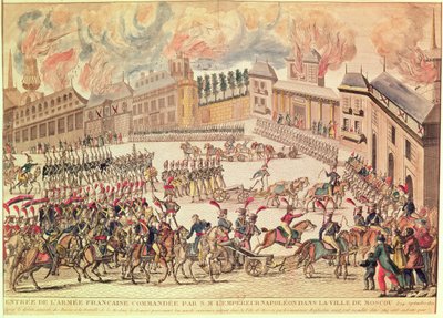 Intocht van het Franse Leger onder bevel van Keizer Napoleon in Moskou, 14 september 1812 door French School